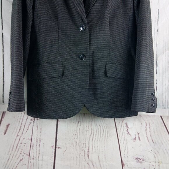 JM Collection Women Size 18 Dark Gray Check 2 Button Lined Suit Blazer - Picture 9 of 14